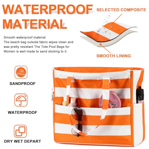 Waterproof Extra Large Beach Tote with Wet Compartment T8243