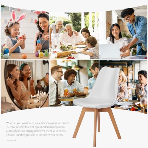 Dining Chairs Set of 4, PU Leather, Wood Legs, White W824536