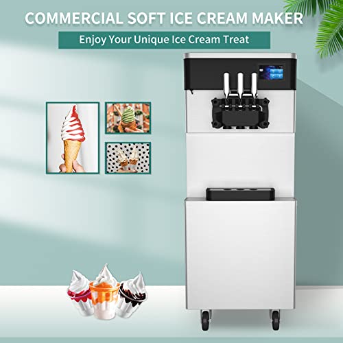 Soft Serve Ice Cream Machine, 3 Flavors, Auto Clean Y524062