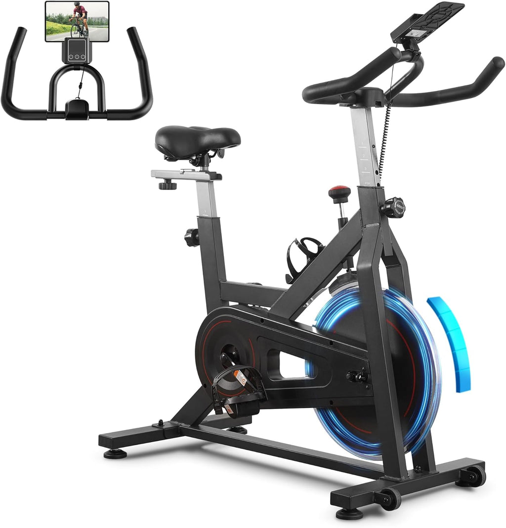 Exercise Bike Stationary Bikes for Home Cycling Bike Indoor Bike with Resistance Comfortable Seat Cushion LCD Monitor Silent Belt Drive Heavy Flywheel 300lbs Weight Capacity
