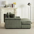 Sectional Sofa for Living Room, 86.6 Inch Corduroy 3 Seater Sofa with 3 Back Pillows, 2 Toss Pillows and Two Ottoman,Comfy Sofa Deep Seat Couch for Living Room