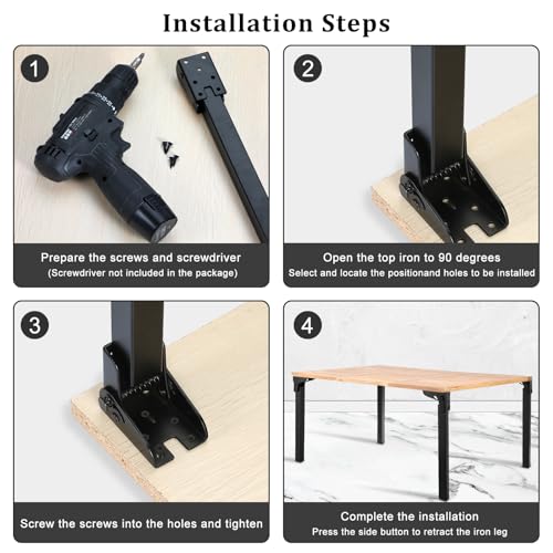 Folding Table Legs 16" Self-Locking Heavy Duty Metal with Screws A7561