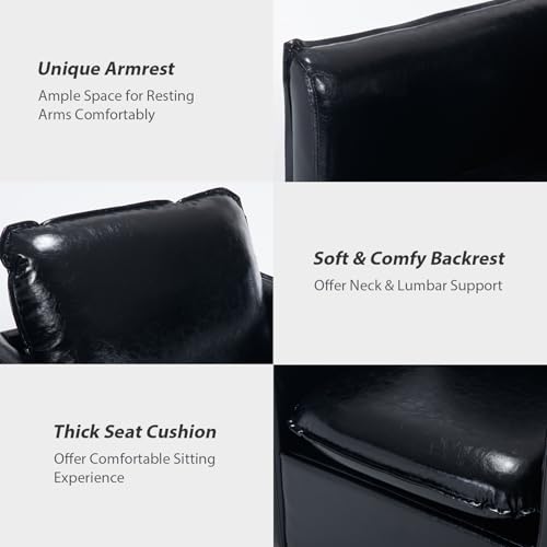 Leather Swivel Accent Chair with Back Pillow for Living Room E27743