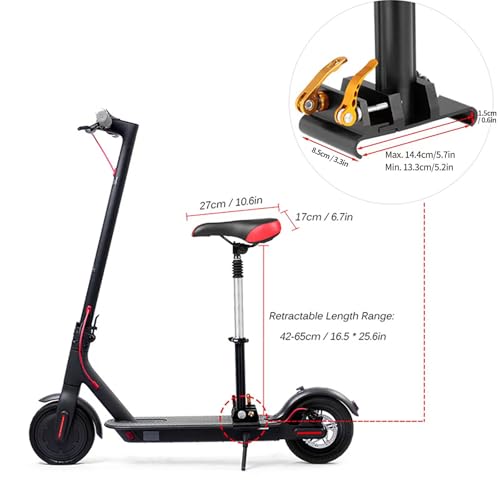 Electric Scooter Seat Saddle, Adjustable Height, Shock Absorbing, Black E494380