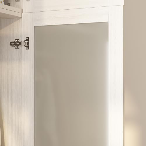 Large Wardrobe Cabinet with Frosted Glass Doors and Hanging Rod Z737