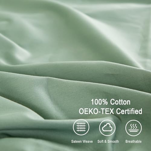 Cotton Sheets Queen Size - 600 Thread Count, Sateen Bed Sheets with Deep Pocket, 4 Piece Set X818898