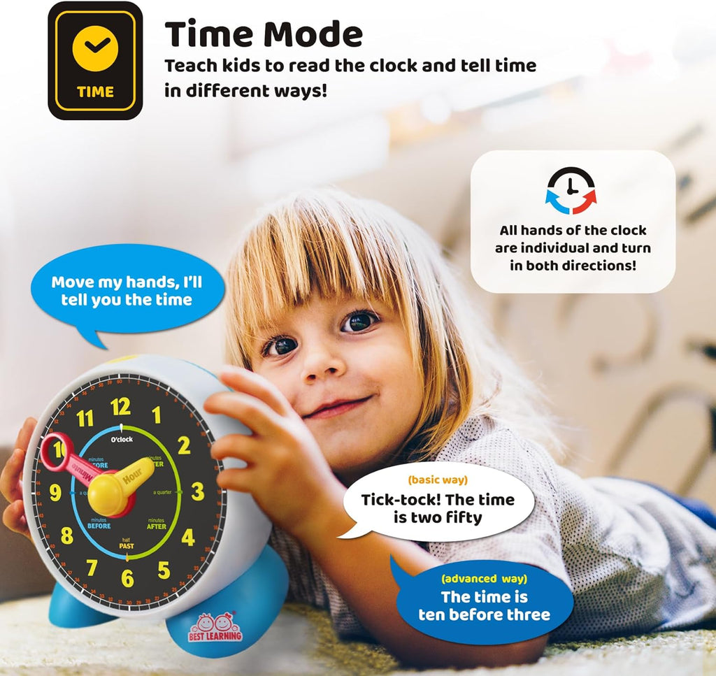 Talking Learning Clock for Toddlers - Teach Time with Light-Up Quiz and Music H16969