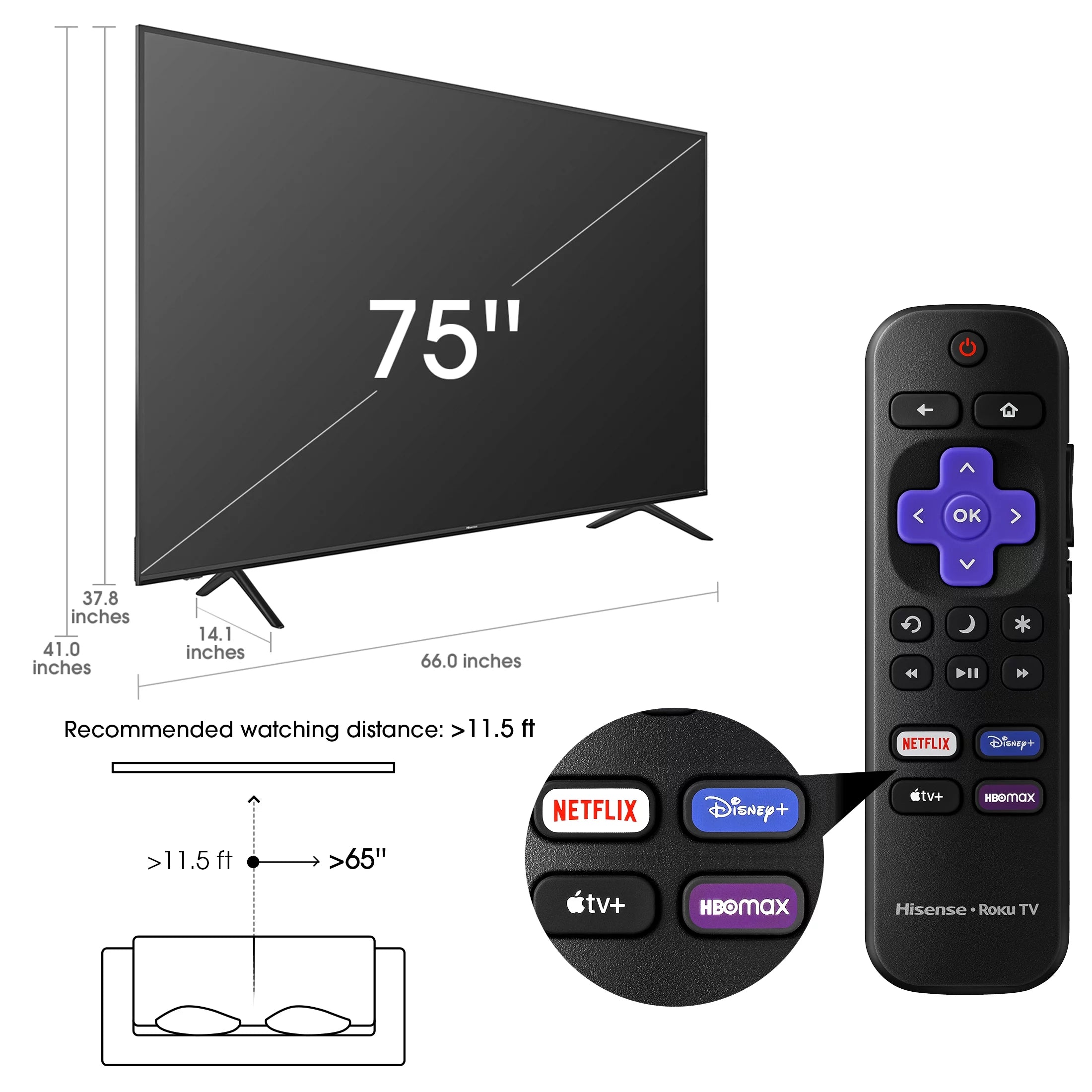 75" 4K UHD LED Roku Smart TV P61331