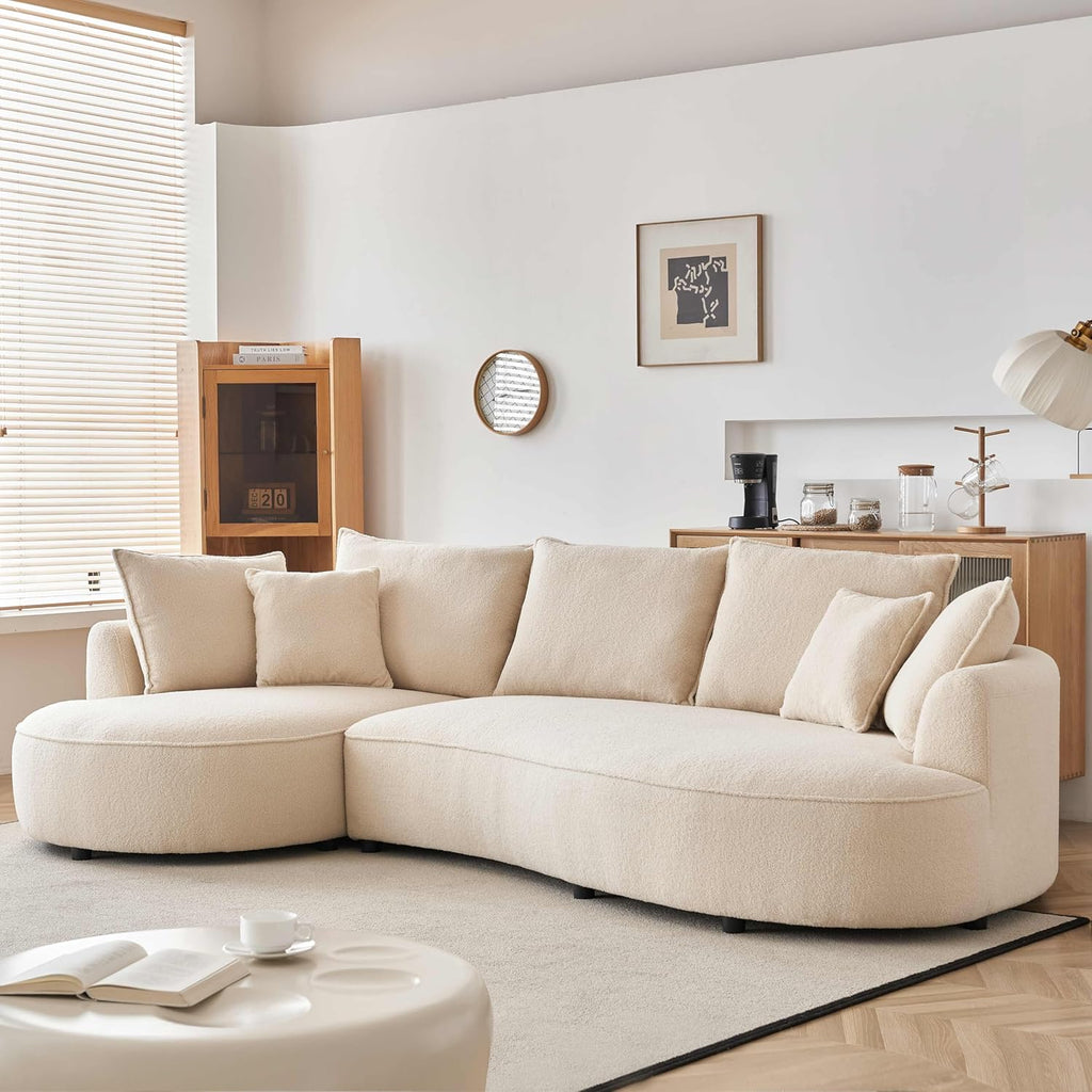 Curved Sofa Modern Boucle Fabric Modular Sectional E3050