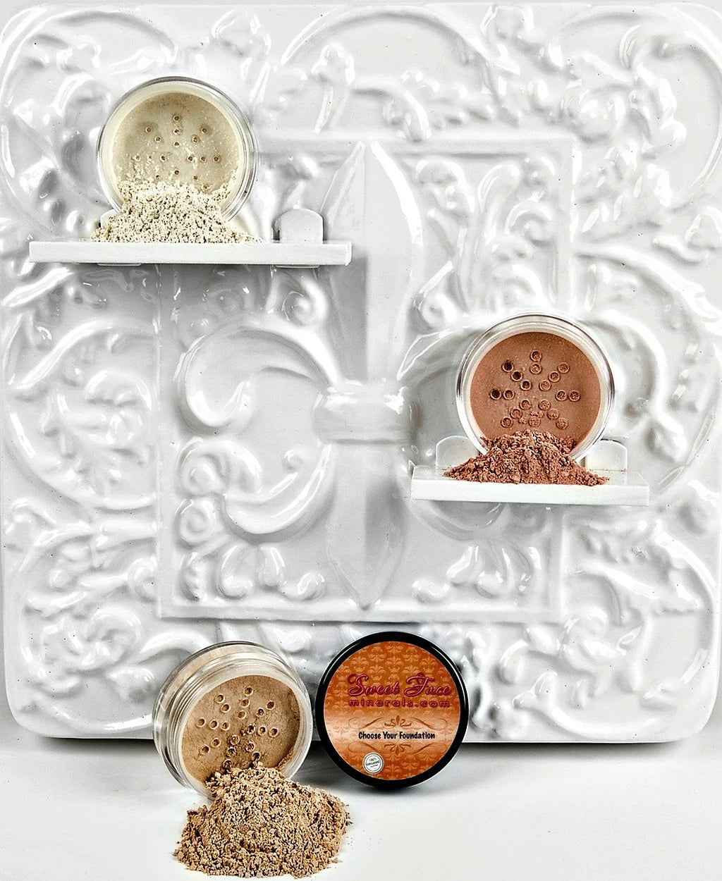 3 pc Kit (FULL SIZE, LIGHT TAN) Mineral Makeup Set Bare Face Sheer Powder Matte Foundation Cover