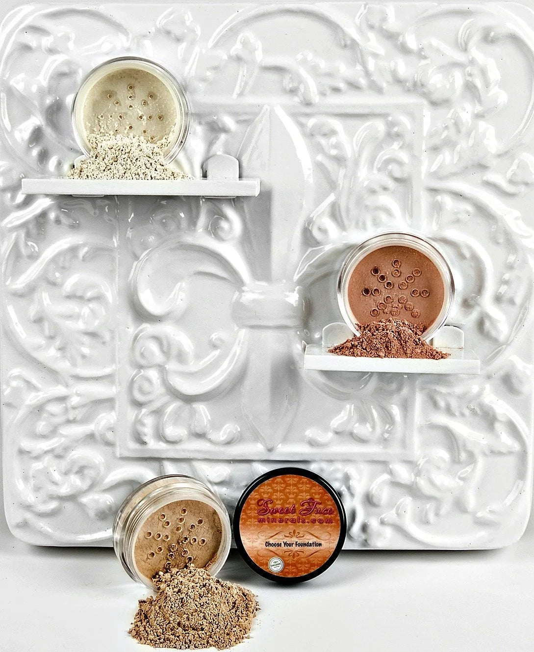 3 pc Kit (FULL SIZE, LIGHT TAN) Mineral Makeup Set Bare Face Sheer Powder Matte Foundation Cover
