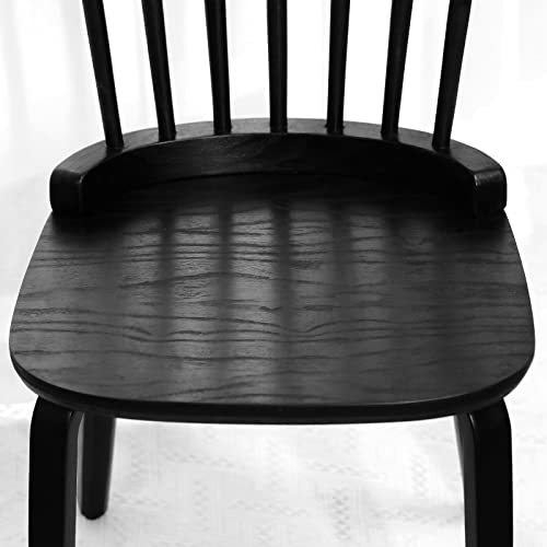 Solid Wood Windsor Side Chair Set of 4, Black Q123