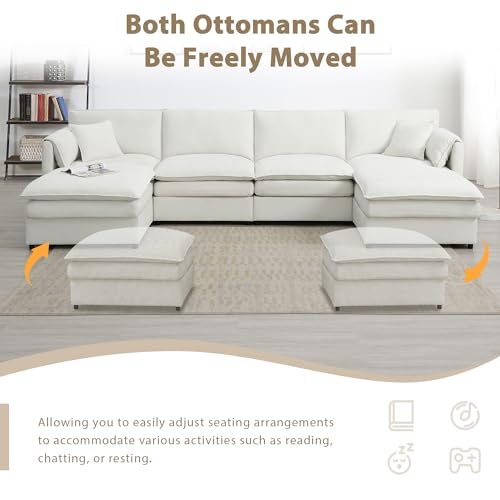 Oversized Modular Sectional Sofa with Double Cushions and 2 Ottomans T35210