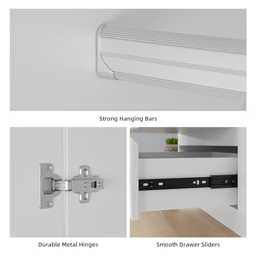 White Wardrobe Closet with Drawers and Doors U924913