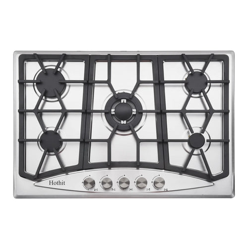 30" Inch  Propane Gas Cooktop, 5 Burner Built-in Stainless Steel Gas Stove Top, LPG/NG Dual Fuel Auto Ignition Gas Hob, Include Gas Pressure Regulator (AHT30IN20S-SD)