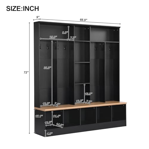 Hall Tree with Shoe Storage Bench and Coat Rack A444236