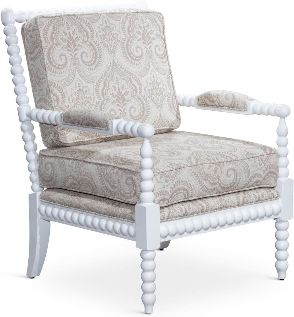Spindle Chair, White Finish, White Spindle Chair, Fabric