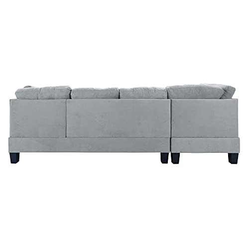 Modern Tufted Micro Suede L-Shaped Sectional Sofa with Reversible Chaise U979859