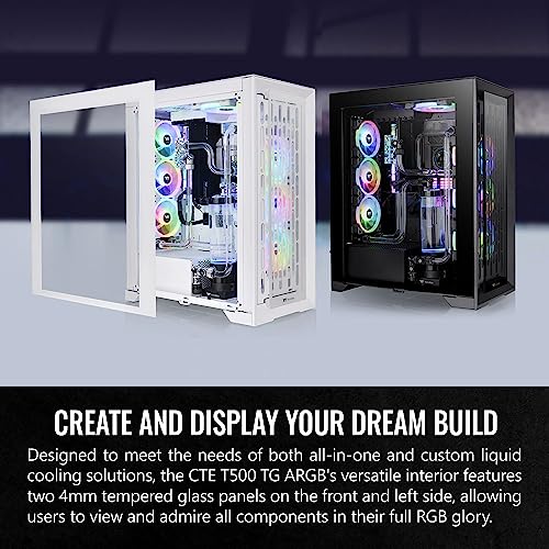 Full Tower PC Case with Tempered Glass Panels, 3x140mm ARGB Fans, White M18533