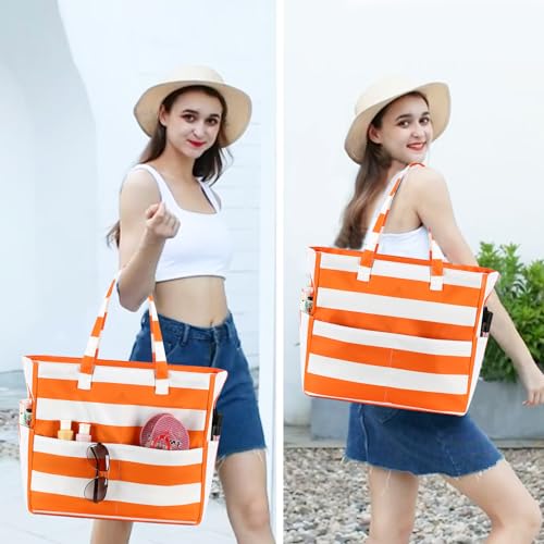 Waterproof Extra Large Beach Tote with Wet Compartment T8243