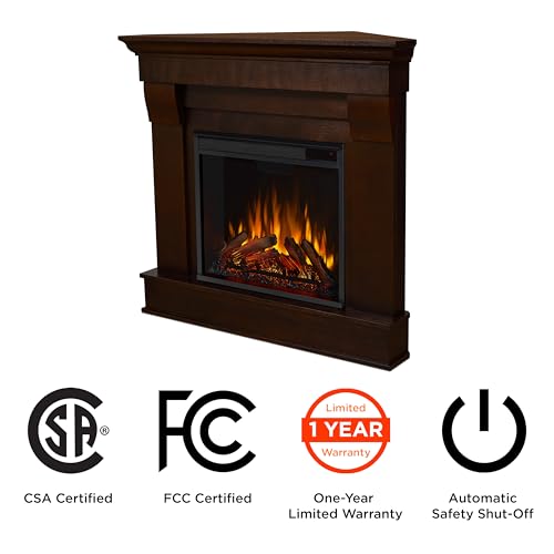 Corner Electric Fireplace with Mantel, Remote Control, Timer, White N935486