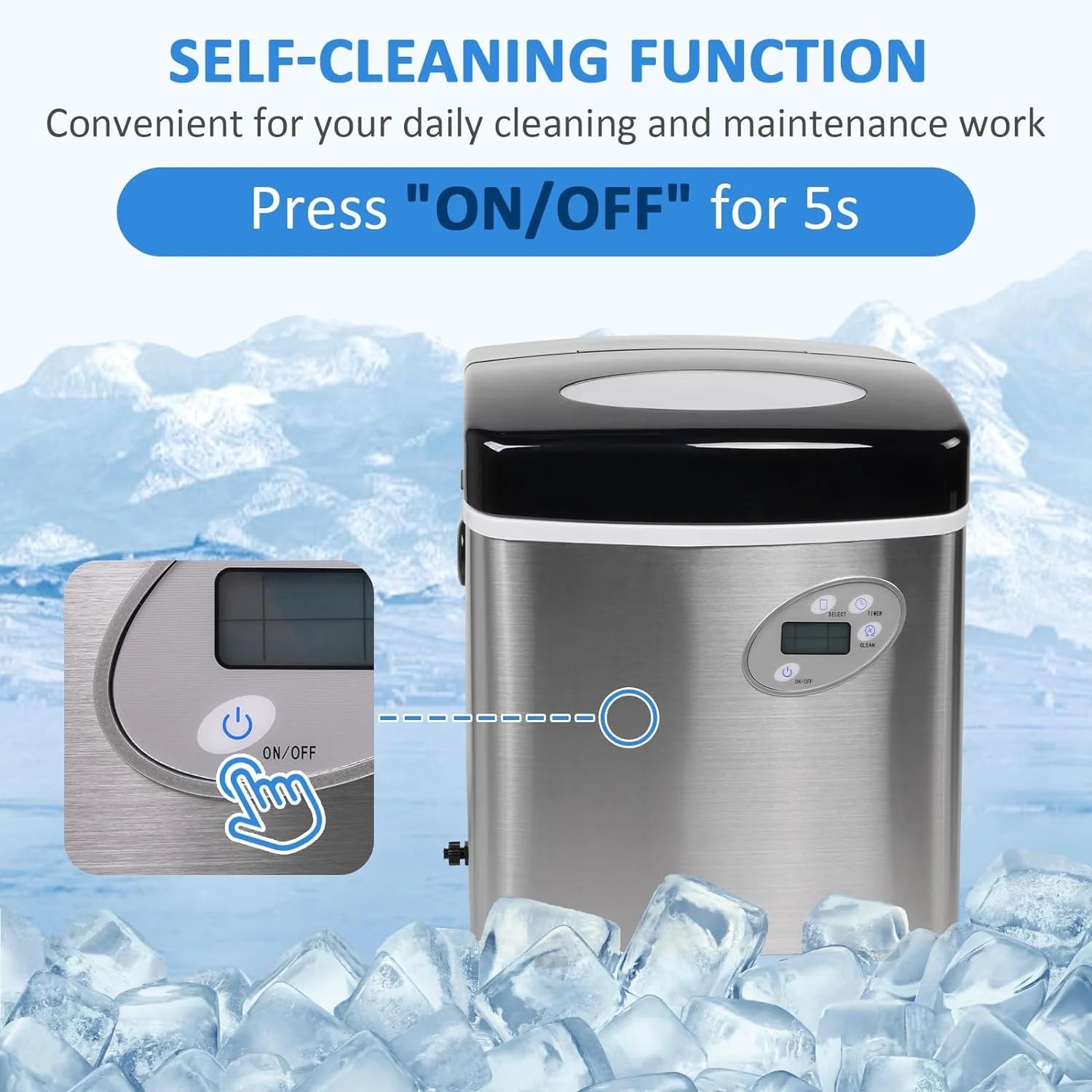 Automatic Ice Cube Maker with Self Cleaning for Home Kitchen J3296
