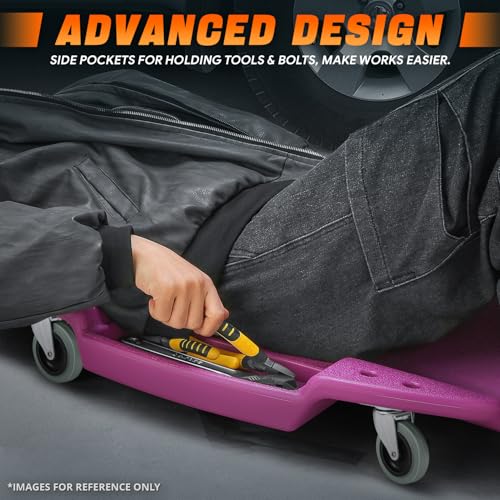 Low Profile Automotive Creeper with Padded Headrest, Red U80837