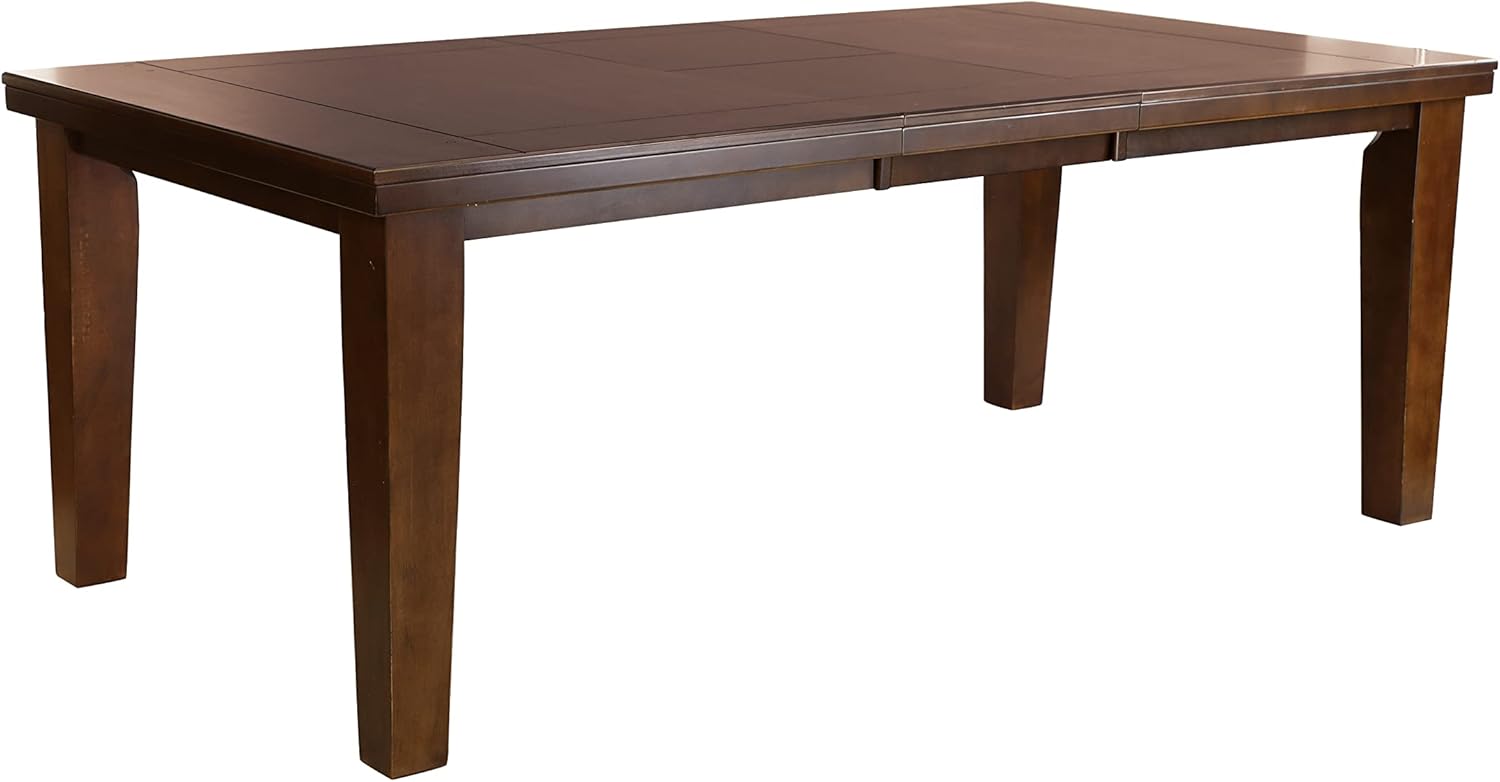 Dark Oak Dining Table Set with 4 Side Chairs and Self-Storing Leaf R58557