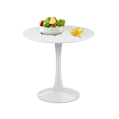31.5 inch Round Dining Table, Mid Century Modern Small Tulip Table with Metal Pedestal Base for Living Room Kitchen Dining Room (Black)