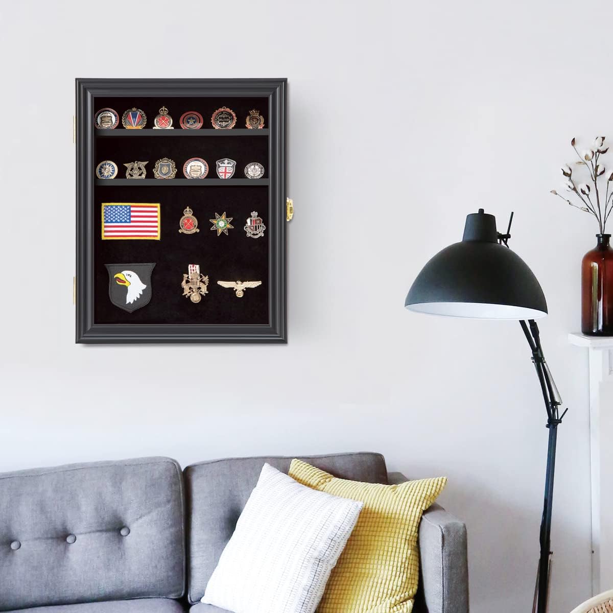 Medals Display Case with Removable Shelves and Pinnable Background P851