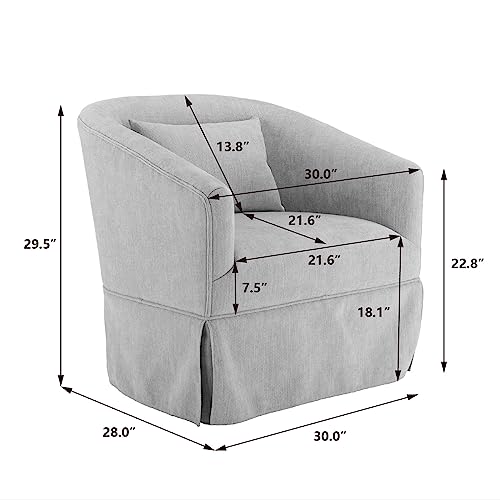 Swivel Accent Armchair Set of 2, Upholstered 360 Degree Barrel Chair with Skirt and Pillow D51973