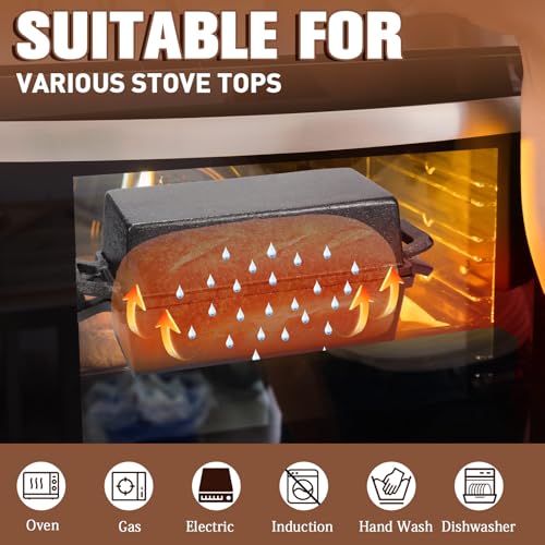 Cast Iron Bread Pan with Lid, 2-Piece Loaf Pan Set for Baking K74940
