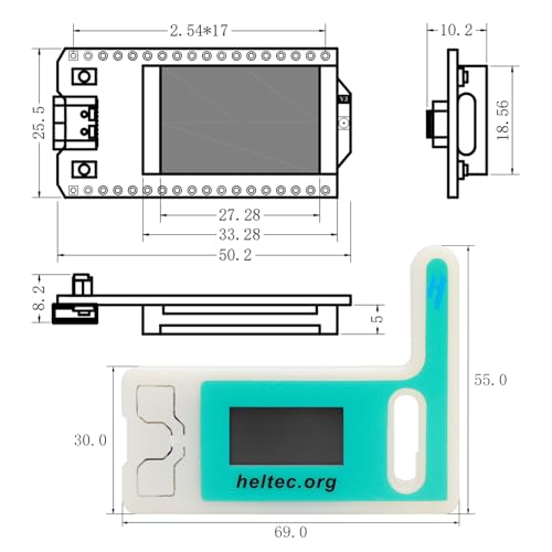 ESP32 LoRa V3 Development Board with Protective Case and 915MHz Antenna, OLED Display Type C D6778