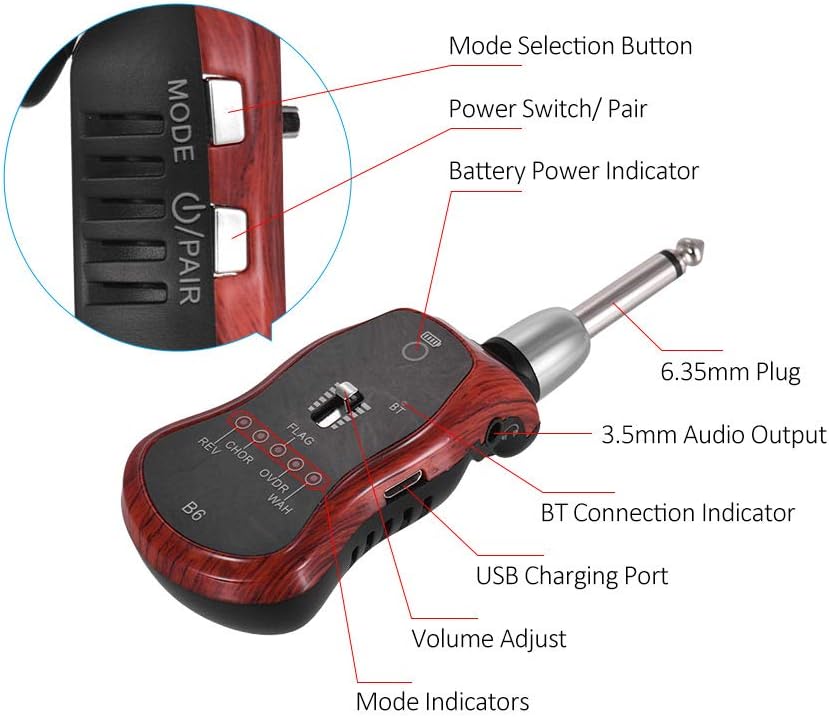 Portable Guitar Effect Synthesizer with 5 Effects and Rechargeable Battery O255489