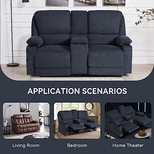 Manual Reclining Loveseat Sofa for RV Living Room, Light Grey G3304