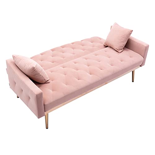 Velvet Convertible Futon Sofa Bed with 2 Pillows K782