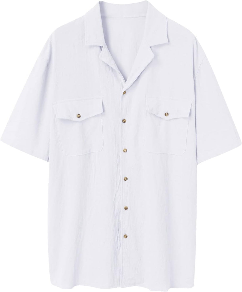 Men's Cotton Linen Guayabera Shirts Short Sleeve Casual Summer Beach Shirt M273197