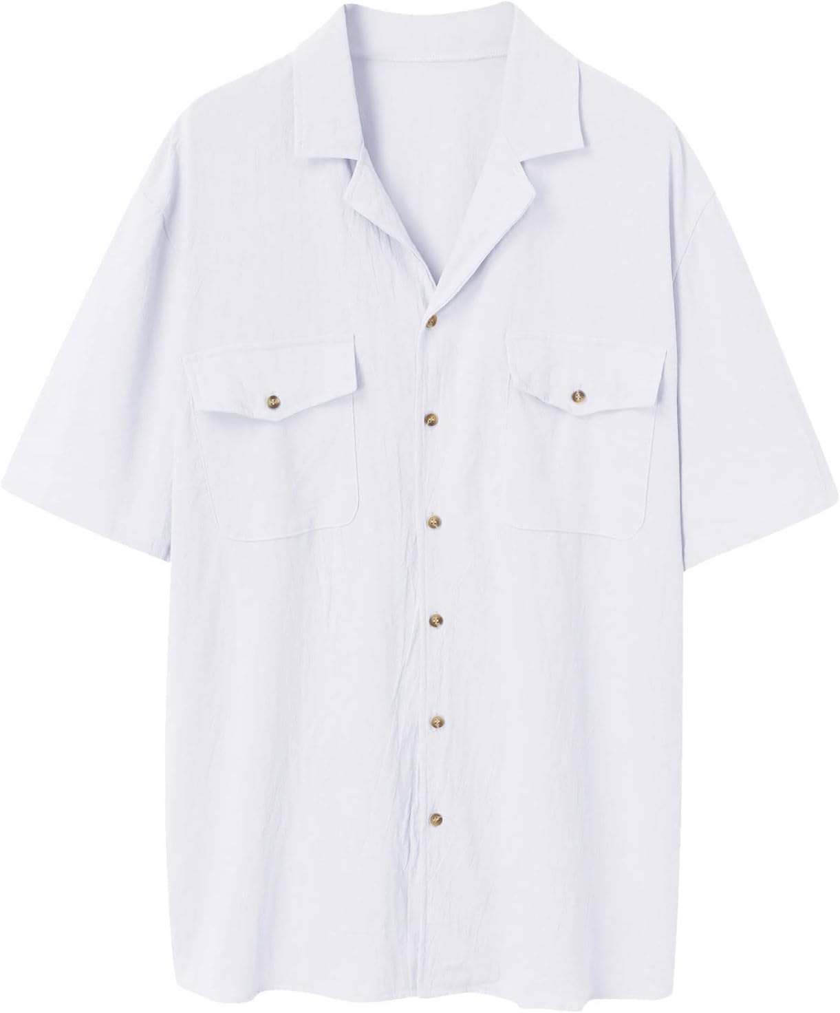 Men's Cotton Linen Guayabera Shirts Short Sleeve Casual Summer Beach Shirt M273197