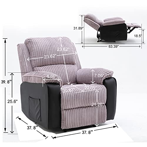 Recliner Chair with Remote Control and Side Pockets, Brown N573