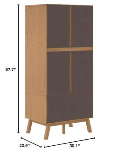 Solid Wood Wardrobe Armoire with 2 Drawers and Large Compartment Q35933
