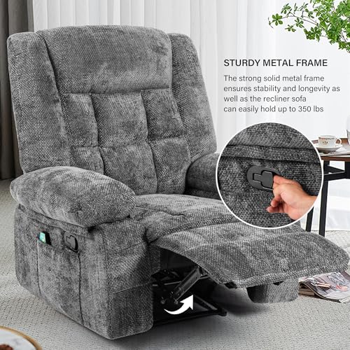 Massage Recliner Chair with Heat, Breathable Fabric, Side Pockets, Dark Grey K71391