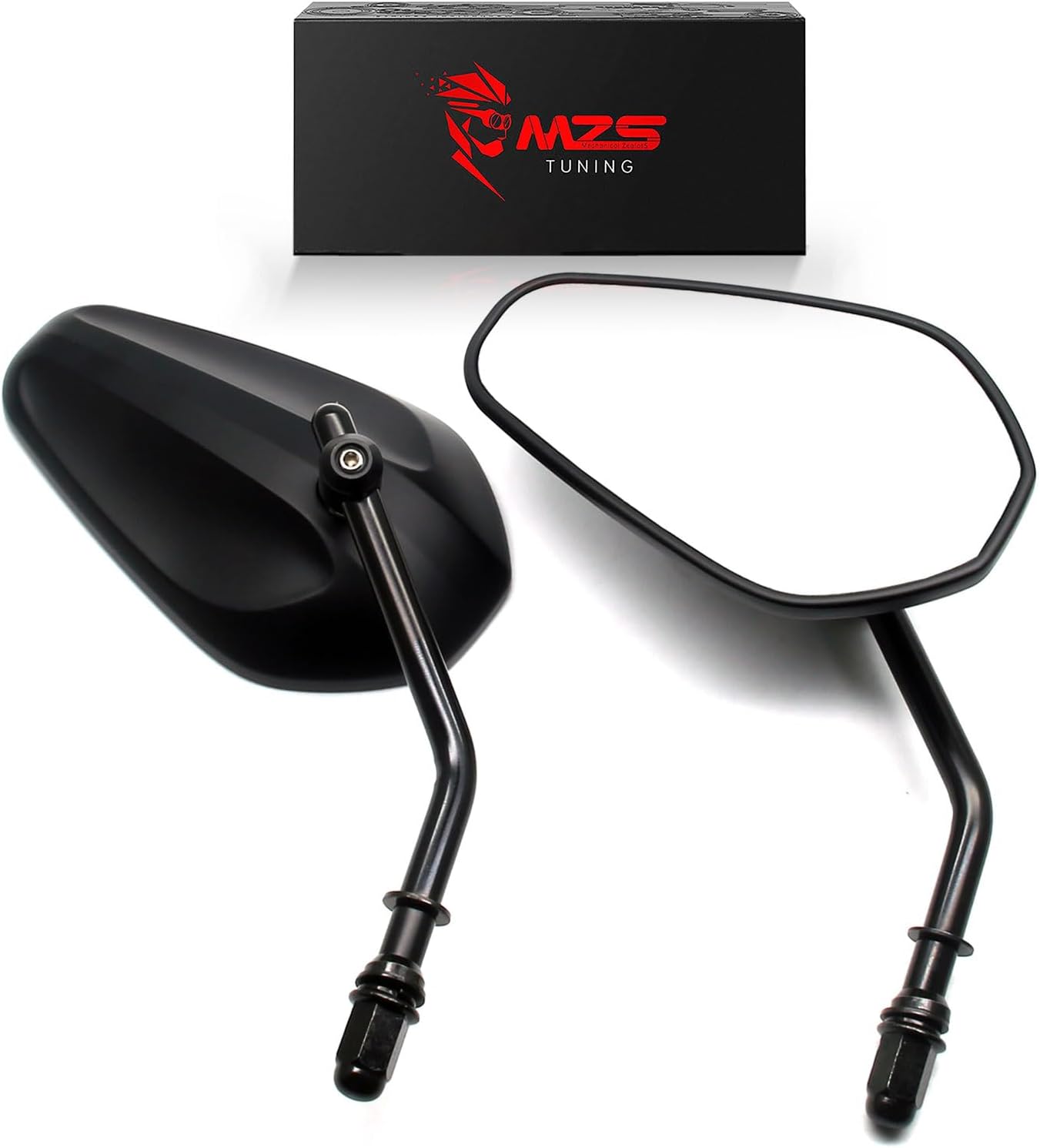 MZS Motorcycle Mirrors Blcak, M8 Touring Rear View Handlebar Side Mirror Accessories Compatible with Sportster Road King Street Glide Electra Dyna Softail Ultra Vrod CVO