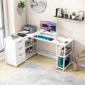 Vabches 61" L Shaped Computer Desk with Lift Top, L Shaped Desk with Power Outlets, L Shaped Gaming Desk with Drawers with Open Storge Shelf Monitor Stand, Home Office Desk with USB Port