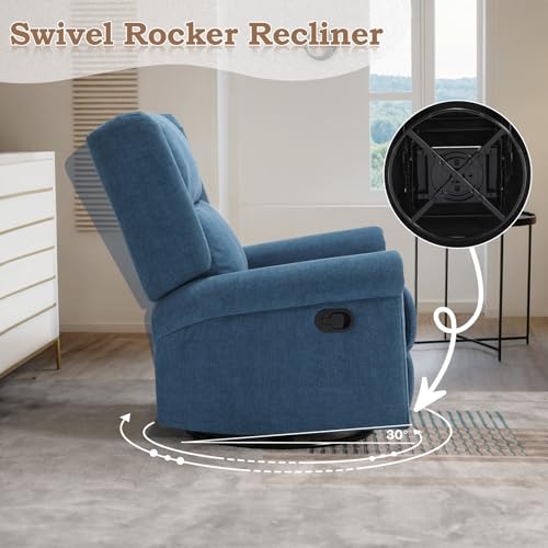 Swivel Rocking Recliner with Adjustable Backrest & Footrest for Living Room N391806