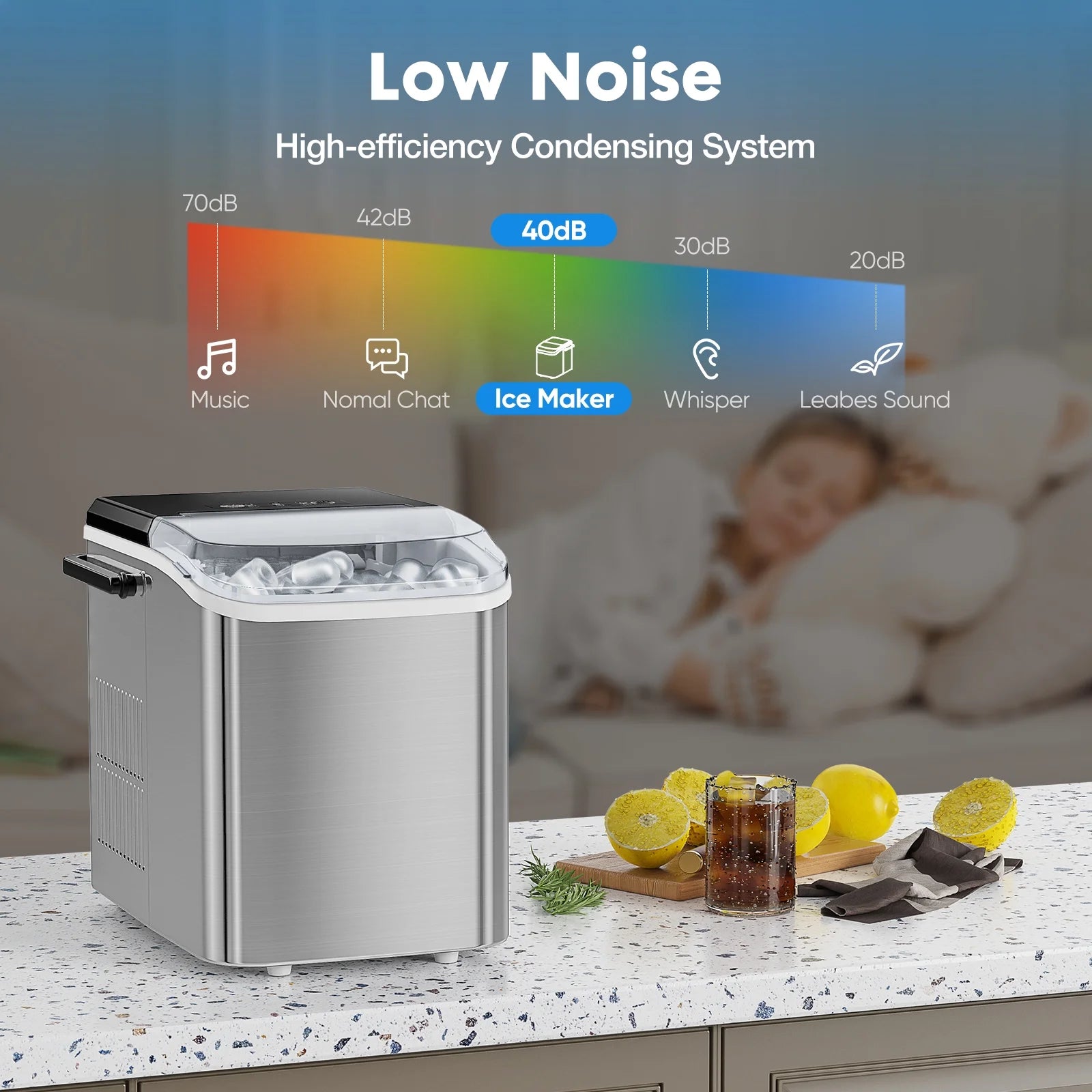 Portable 1.5L Electric Ice Maker 26.5lbs/24H Touch Control Self-Cleaning X859356