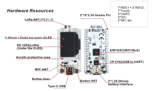 ESP32 LoRa V3 Development Board with 1200mAh Battery, 915MHz SX1262 M91805