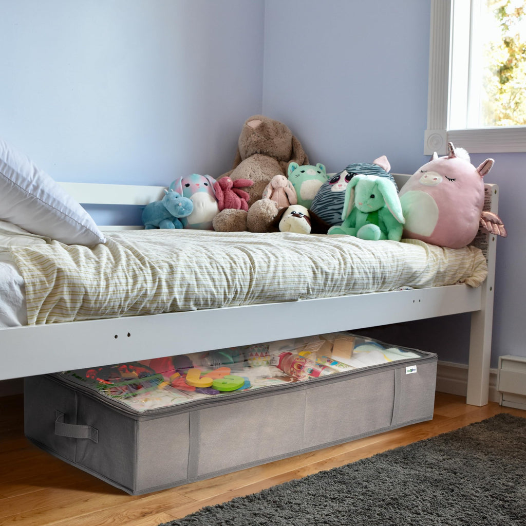 Under bed storage containers, large capacity, gray, 4 pack E966006
