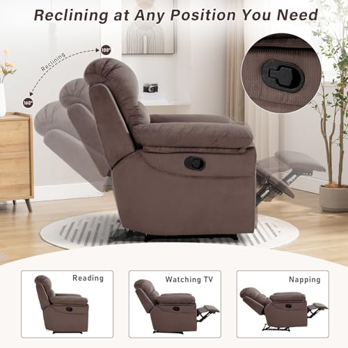 Manual Recliner Chair, Breathable Fabric with Padded Backrest and Armrests Q765