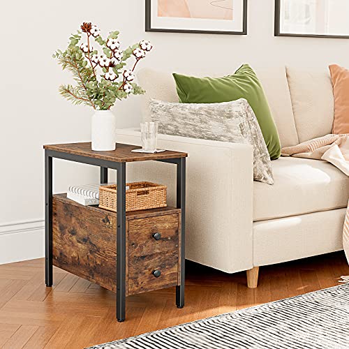 Narrow Side Table with Drawer and Open Shelf, Nightstand for Small Spaces W6170