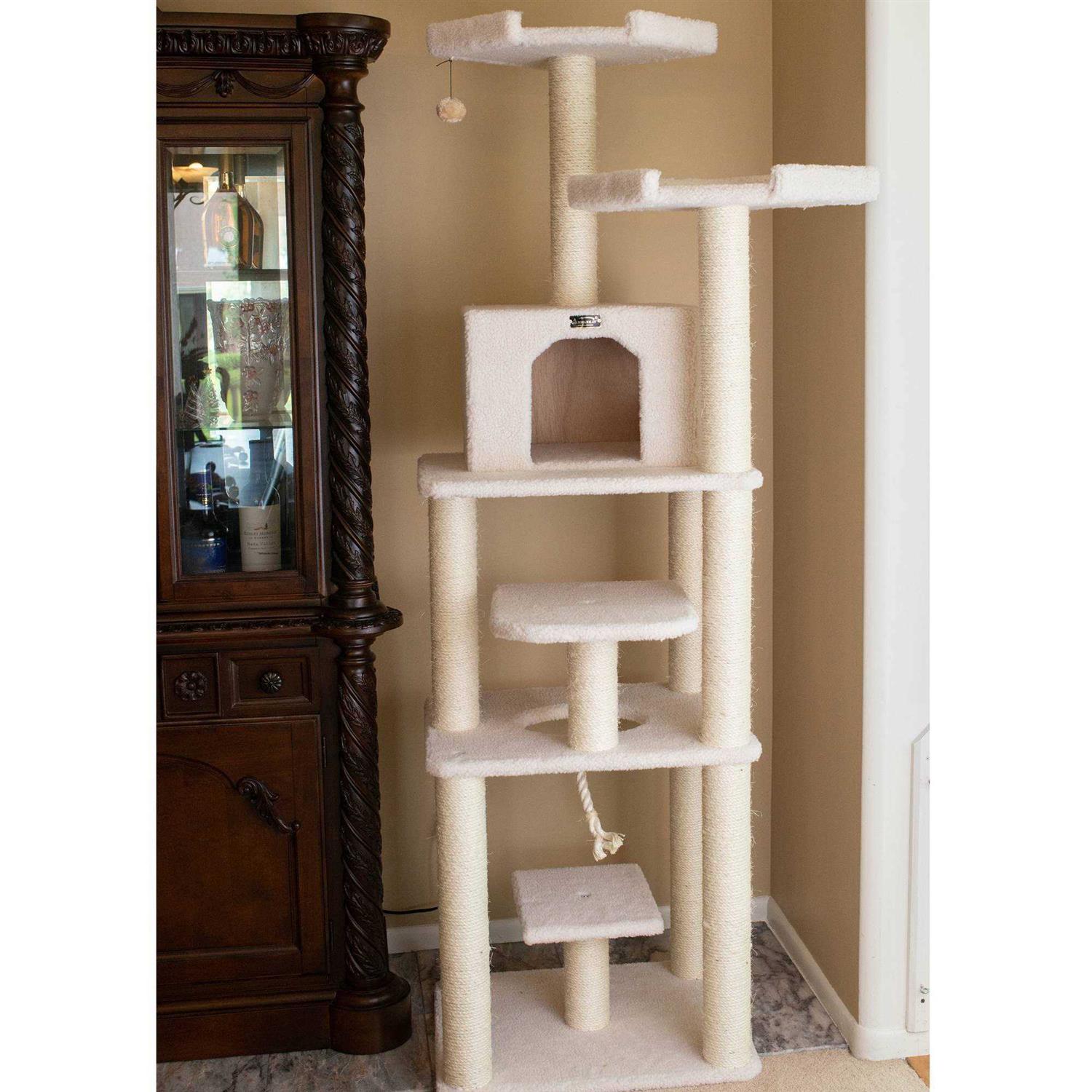 Classic Real Wood Cat Tree in Ivory Z91138